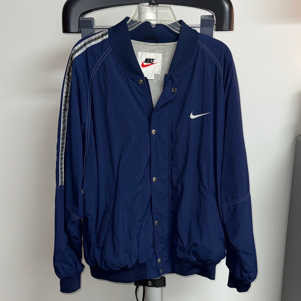 Nike Vintage 90's Men's Navy Bomber Jacket, Sz Large EUC
